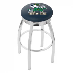 Holland Bar Stool Co. 30" Chrome Notre Dame Leprechaun Swivel Bar Stool, Accent Ring