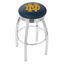 Holland Bar Stool Co. 25" Chrome Notre Dame (ND) Swivel Bar Stool, Accent Ring