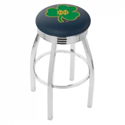 Holland Bar Stool Co. 30" Chrome Notre Dame Shamrock Swivel Bar Stool, Accent Ring