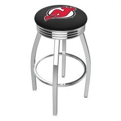 Holland Bar Stool Co. 25" Chrome New Jersey Devils Swivel Bar Stool, Accent Ring