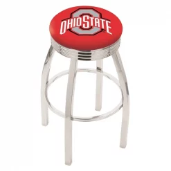 Holland Bar Stool Co. 25" Chrome Ohio State Swivel Bar Stool, Accent Ring