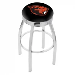 Holland Bar Stool Co. 25" Chrome Oregon State Swivel Bar Stool, Accent Ring