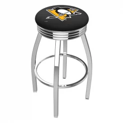 Holland Bar Stool Co. 30" Chrome Pittsburgh Penguins Swivel Bar Stool, Accent Ring