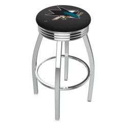 Holland Bar Stool Co. 25" Chrome San Jose Sharks Swivel Bar Stool, Accent Ring