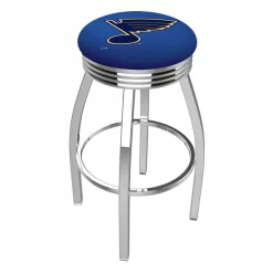 Holland Bar Stool Co. 30" Chrome St Louis Blues Swivel Bar Stool, Accent Ring