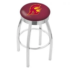 Holland Bar Stool Co. 25" Chrome USC Trojans Swivel Bar Stool, Accent Ring