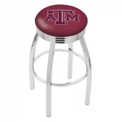Holland Bar Stool Co. 30" Chrome Texas A&M Swivel Bar Stool, Accent Ring