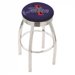 Holland Bar Stool Co. 30" Chrome Tulsa Swivel Bar Stool, Accent Ring