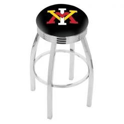 Holland Bar Stool Co. 25" Chrome Virginia Military Institute Swivel Bar Stool, Accent Ring
