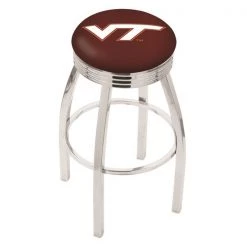 Holland Bar Stool Co. 25" Chrome Virginia Tech Swivel Bar Stool, Accent Ring