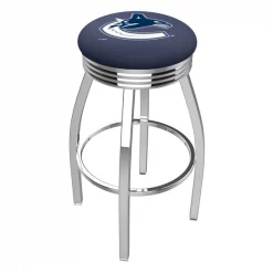 Holland Bar Stool Co. 30" Chrome Vancouver Canucks Swivel Bar Stool, Accent Ring