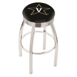 Holland Bar Stool Co. 25" Chrome Vanderbilt Swivel Bar Stool, Accent Ring