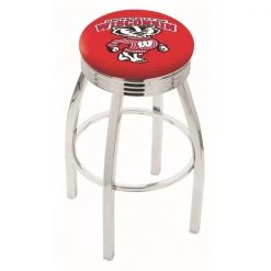 Holland Bar Stool Co. 25" Chrome Wisconsin "Badger" Swivel Bar Stool, Accent Ring