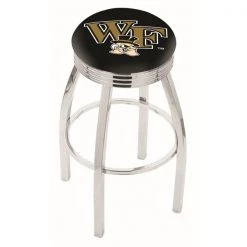 Holland Bar Stool Co. 25" Chrome Wake Forest Swivel Bar Stool, Accent Ring