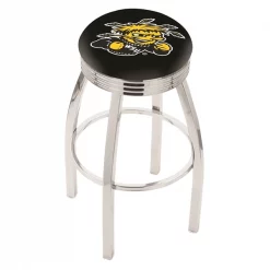 Holland Bar Stool Co. 30" Chrome Wichita State Swivel Bar Stool, Accent Ring