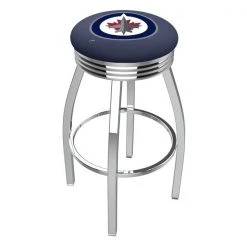 Holland Bar Stool Co. 25" Chrome Winnipeg Jets Swivel Bar Stool, Accent Ring