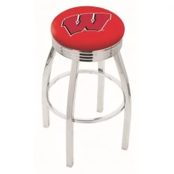 Holland Bar Stool Co. 25" Chrome Wisconsin "W" Swivel Bar Stool, Accent Ring