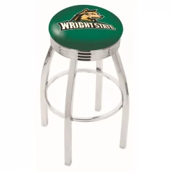 Holland Bar Stool Co. 25" Chrome Wright State Swivel Bar Stool, Accent Ring