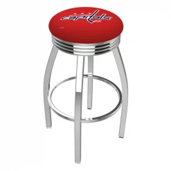Holland Bar Stool Co. 25" Chrome Washington Capitals Swivel Bar Stool, Accent Ring
