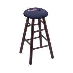 Holland Bar Stool Co. Maple Counter Stool, Dark Cherry Finish, Columbus Blue Jackets Seat