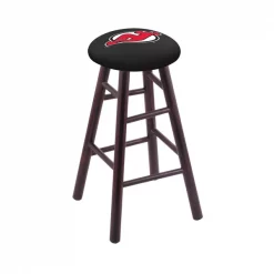 Holland Bar Stool Co. Maple Bar Stool, Dark Cherry Finish, New Jersey Devils Seat
