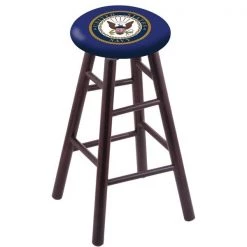 Holland Bar Stool Co. Maple Counter Stool, Dark Cherry Finish, U.S. Navy Seat