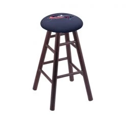 Holland Bar Stool Co. Oak Bar Stool, Dark Cherry Finish, Columbus Blue Jackets Seat