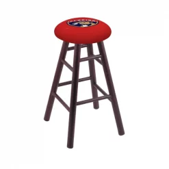 Holland Bar Stool Co. Oak Bar Stool, Dark Cherry Finish, Florida Panthers Seat