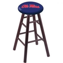 Holland Bar Stool Co. Oak Bar Stool, Dark Cherry Finish, Ole' Miss Seat