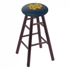 Holland Bar Stool Co. Oak Bar Stool, Dark Cherry Finish, Notre Dame (ND) Seat