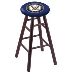 Holland Bar Stool Co. Oak Bar Stool, Dark Cherry Finish, U.S. Navy Seat