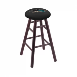 Holland Bar Stool Co. Oak Counter Stool, Dark Cherry Finish, San Jose Sharks Seat