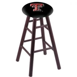 Holland Bar Stool Co. Oak Counter Stool, Dark Cherry Finish, Texas Tech Seat