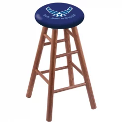 Holland Bar Stool Co. Oak Counter Stool, Medium Finish, U.S. Air Force Seat