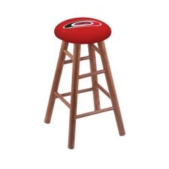 Holland Bar Stool Co. Oak Bar Stool, Medium Finish, Carolina Hurricanes Seat