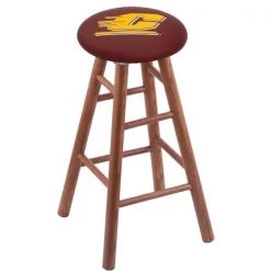 Holland Bar Stool Co. Oak Bar Stool, Medium Finish, Central Michigan Seat