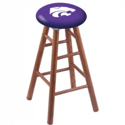 Holland Bar Stool Co. Oak Counter Stool, Medium Finish, Kansas State Seat