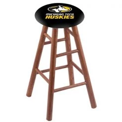 Holland Bar Stool Co. Oak Counter Stool, Medium Finish, Michigan Tech Seat