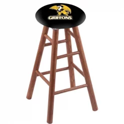 Holland Bar Stool Co. Oak Bar Stool, Medium Finish, Missouri Western State Seat