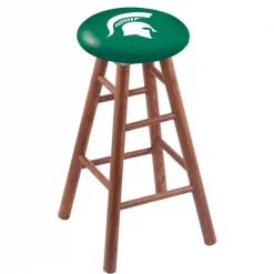 Holland Bar Stool Co. Oak Counter Stool, Medium Finish, Michigan State Seat