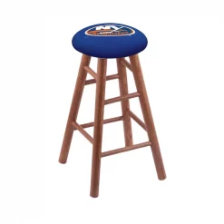 Holland Bar Stool Co. Oak Counter Stool, Medium Finish, New York Islanders Seat