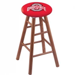 Holland Bar Stool Co. Oak Counter Stool, Medium Finish, Ohio State Seat