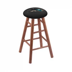 Holland Bar Stool Co. Oak Counter Stool, Medium Finish, San Jose Sharks Seat