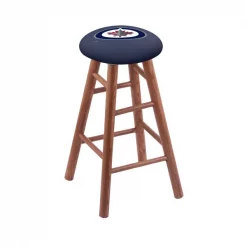 Holland Bar Stool Co. Oak Counter Stool, Medium Finish, Winnipeg Jets Seat