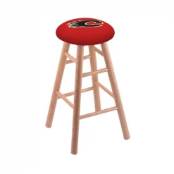 Holland Bar Stool Co. Oak Counter Stool, Natural Finish, Calgary Flames Seat