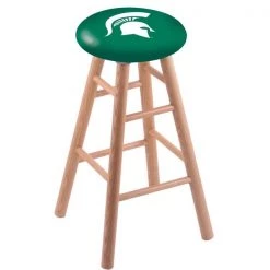 Holland Bar Stool Co. Oak Bar Stool, Natural Finish, Michigan State Seat
