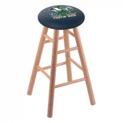 Holland Bar Stool Co. Oak Counter Stool, Natural Finish, Notre Dame Leprechaun Seat