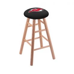 Holland Bar Stool Co. Oak Counter Stool, Natural Finish, New Jersey Devils Seat