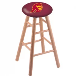 Holland Bar Stool Co. Oak Counter Stool, Natural Finish, USC Trojans Seat
