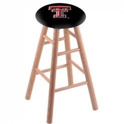 Holland Bar Stool Co. Oak Counter Stool, Natural Finish, Texas Tech Seat